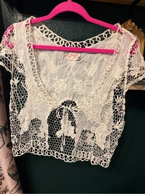 Free People Cream Crochet Lace Tank